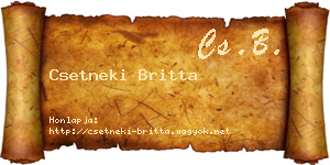 Csetneki Britta névjegykártya